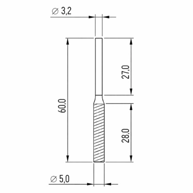 Diamantbelagt Fræserstift dimensioner